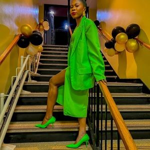 Zara Green Pointed Toe Heels